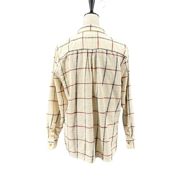 Madewell Cream Windowpane Flannel Oversized Ex-Boyfriend Long Sleeve Shirt - Picture 5 of 14